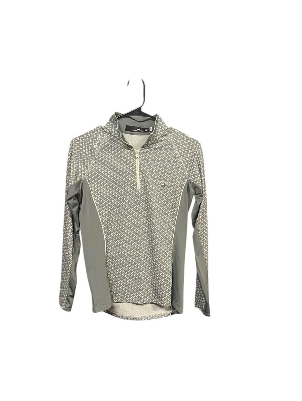 RLX Ralph Lauren Geo-Motif Stretch Jersey Pullover women XS gray cream golf*logo